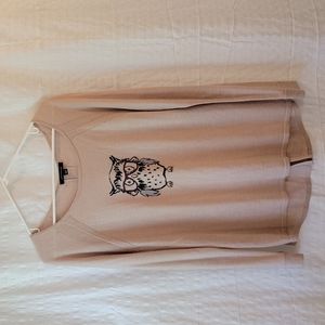 Ann Taylor High-low owl crewneck long sleeve